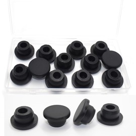 EASYEAH T-Shaped Silicone Plugs 3/4 in Soft Flexible Rubber Stopper 19 mm/0.75 in Tube End Cap Cover Waterproof Sealing Hole Plugs for Bottles Pipes, Black, 12 Pcs