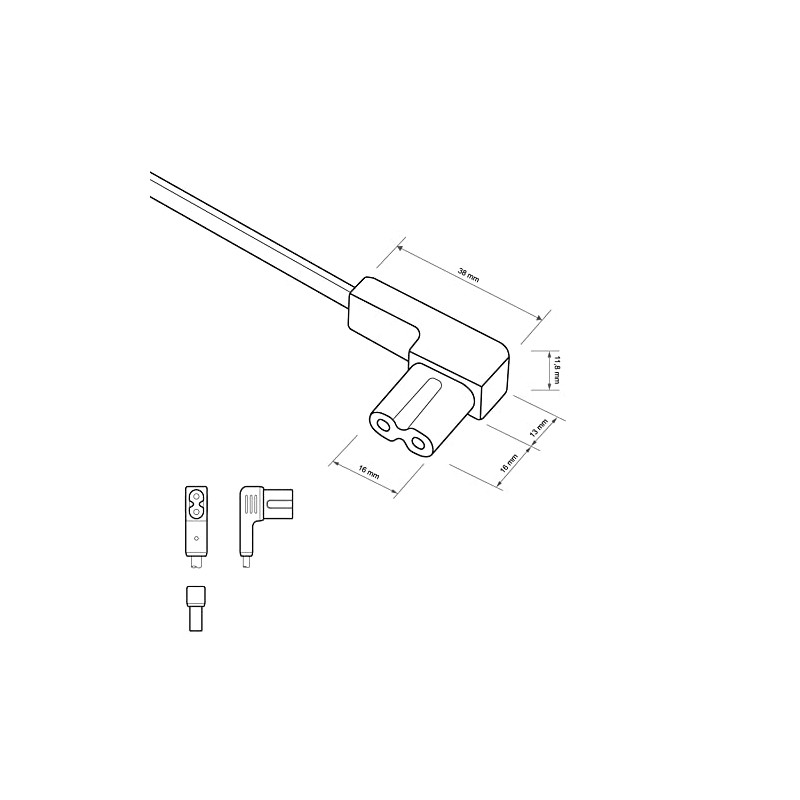 Electraline 95513 Power Cable Audio, Video, Radio, Sonos Play Angled