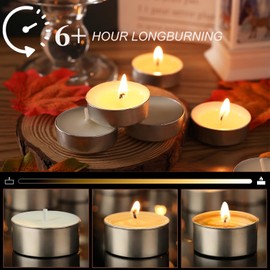 Soy Wax Tealight Candles 50 PCS 5 Hours Votive Candles（100% Natural Soy Wax Tea Lights Candles） Bulk Unscented Candles Mini Candle Use on Wedding Family Reunion Make a Birthday Wish Holiday Decor