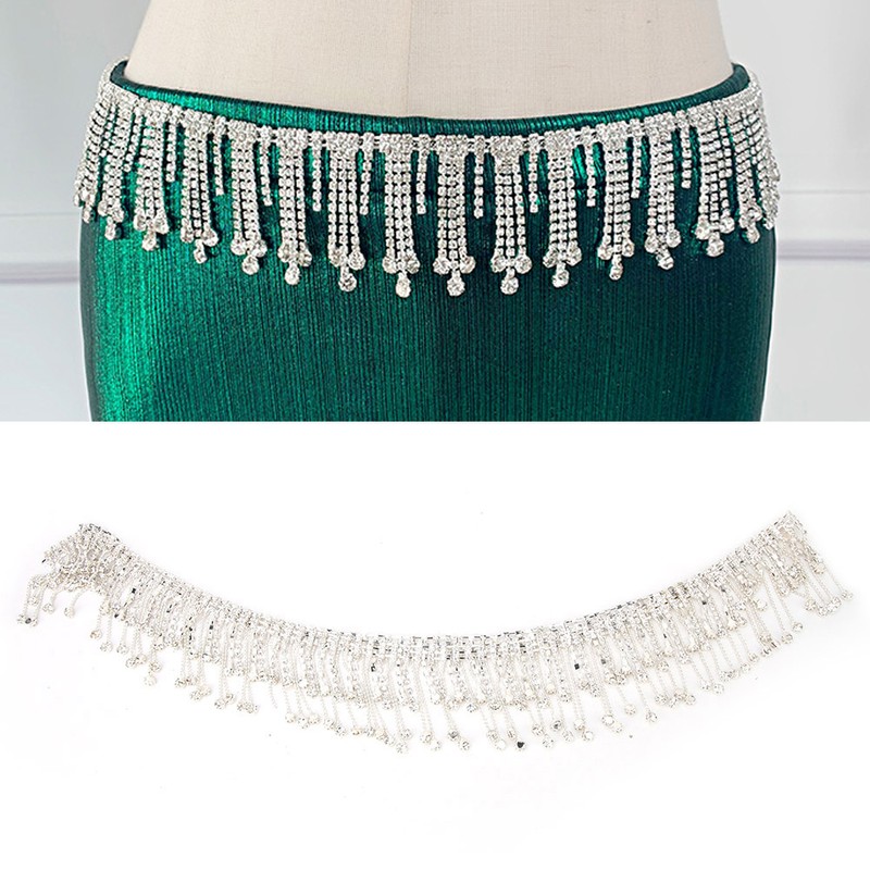 DIY Handmade Crystal Glass Rhinestones Trimming Sewing Tassel Chain Clothes