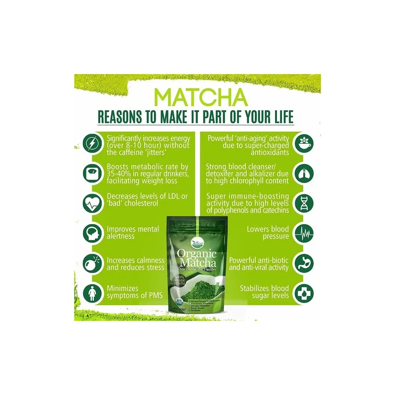 Orgánica Té Verde Matcha Polvo Certificado Usda - 100% Puro