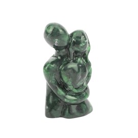 gemshan Hugging Couple Statues Green Natural Jade Lovers Statue Hand Carved Small Art Couple Sculpture Pocket Art Figurine for Home Office Decoration