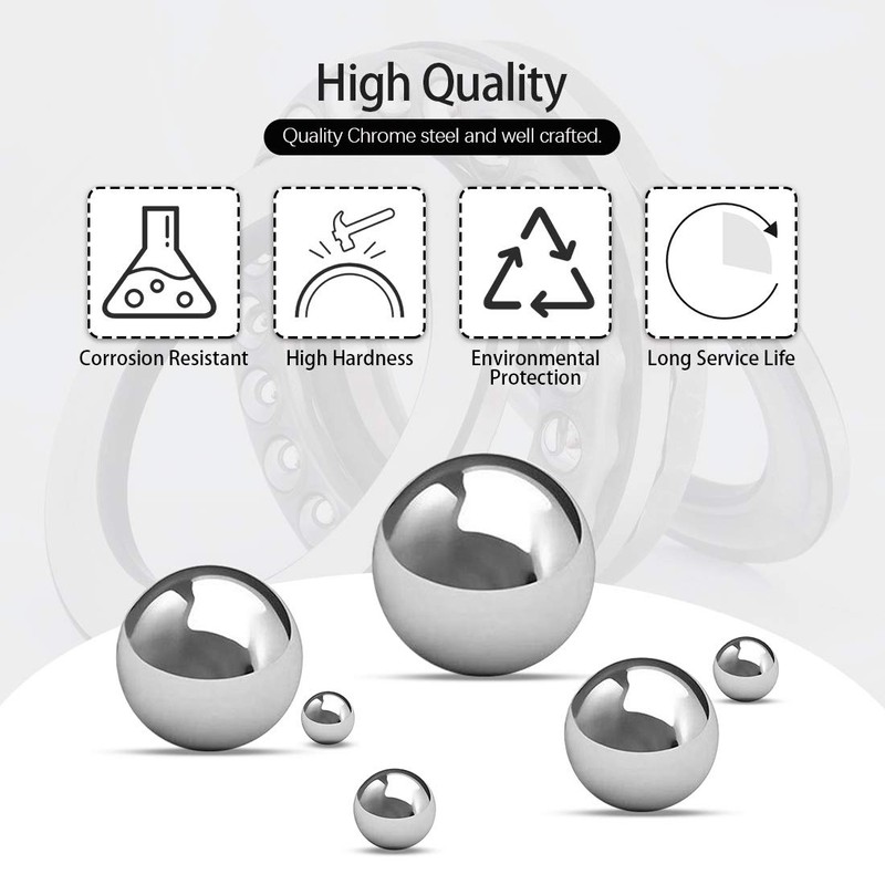 Hilitchi 500 Pcs 11 Size SAE Precision Bearing Steel Ball