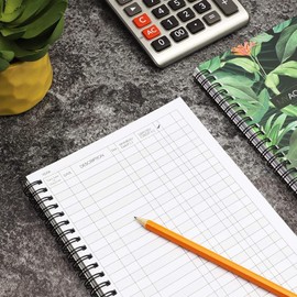 Paper Junkie Ledger Book - 8.5 x 6.25 In, Multicolor, Pack of 2, 100-Page - Bookkeeping Record & Check Register for Income & Expense Log - Budget & Cash Book for Small Business & Personal Checks