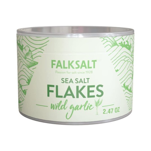 FALKSALT | Wild Garlic Salt Flakes 2.47oz. | Gourmet Finishing Sea Salt Flakes | Handcrafted, Kosher, Gourmet Flavored Salt