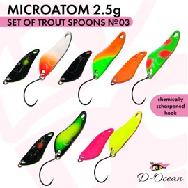 D-Ocean Trout Fishing Spoon 2.5 g 5 Pieces Fishing Hooks Trout Spoon Set Length 32 x 20 mm with Box Fishing Lure Trout Fishing Spoon (03)