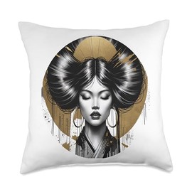 Serene Poise and Strength: Grace in Monochrome Throw Pillow