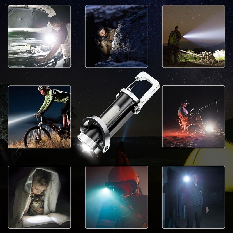 MC-ELIN 3 Pack Keychain Flashlights, EDC Mini Flashlight Rechargeable, COB