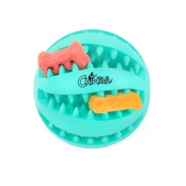 CHIWAVA 2 Pack 2.36" Rubber Teething Dog Toy Dental Balls Food Treat Feeder Chew Ball for Medium Dogs