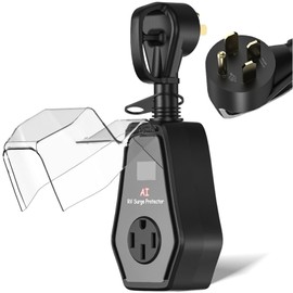 RV Surge Protector 50 Amp for Outdoor Travel Trailers, Camper, Motorhome, Park Power Protection, Perfect for RV Owners, Campers & Travelers with Waterproof Cover & LED Display