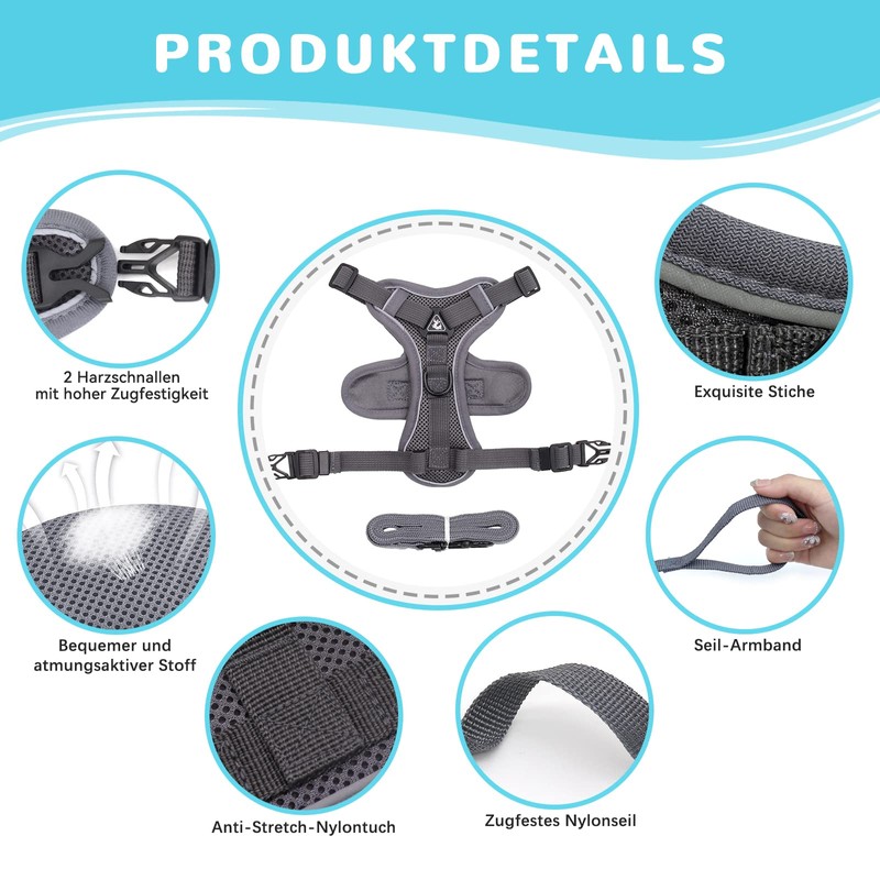 Adjustable Cat Harness, Escape-Proof, Cat Harness with Lead Set, Soft