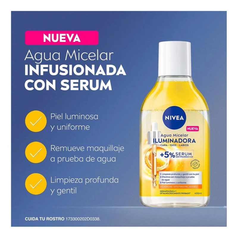Agua Micelar Iluminadora Con Serum 400ml Nivea Todo Tipo De