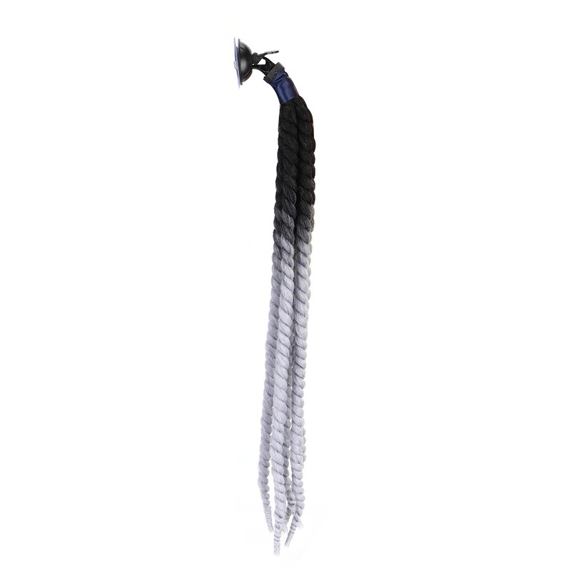 27.6in Motorcycle Helmet Woman Braids Wig Detachable Ponytail with Suction