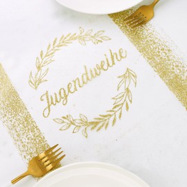 MEJOSER Youth Consecration Decoration 9.1 m x 29 cm Table Runner Table Decoration Gold Wreath Motif Boy Girl Teenager DIY Crafts Youth Consecration 2025 Gifts