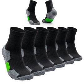Calcetines Hombre, Calcetas Deportivas para Basquetbol, Calcetín de Running Largos Distancias, Transpirables y Duradero de Algodón Mid Crew Calcetine para Futbol, Correr, Gym, Paquete de 6 Pares-Verde
