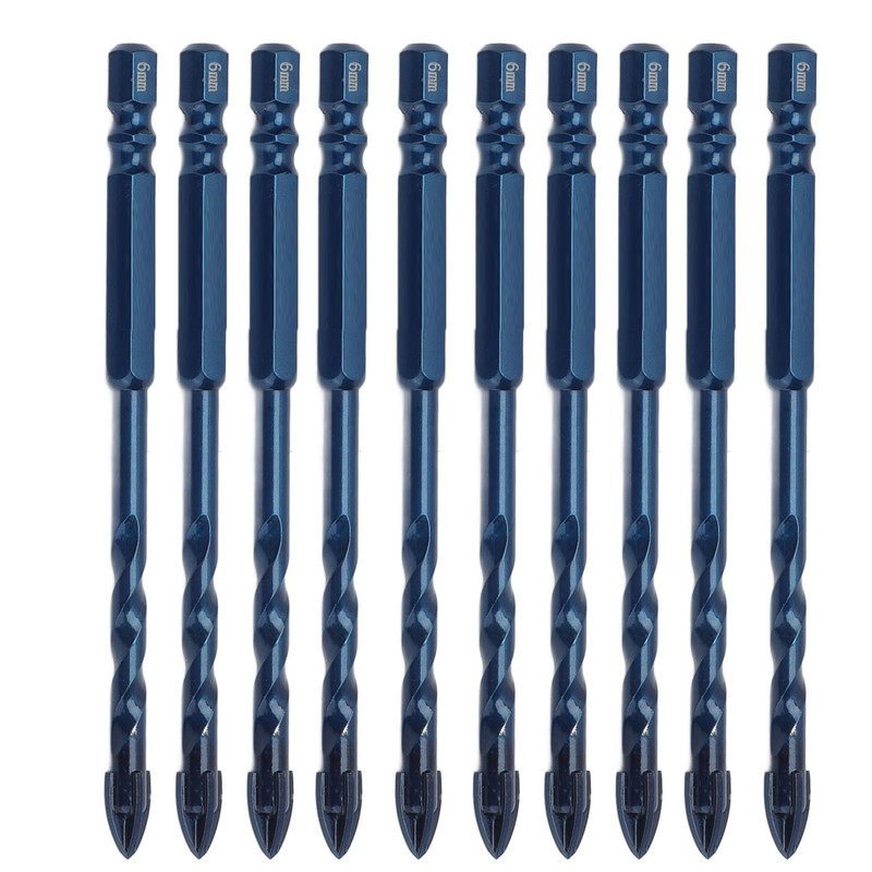 10Pcs Cross Spearhead Drill Bit Carbide Bits with 1/4in Hex