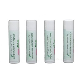 Natural Vitamin Lip Balm | Set of 4 balms | 100% Natural Ingredients | Soothe and Moisturize Chapped Lips and Skin | Organic Coconut Oil, Beeswax, Vitamin E, Vitamin C | by Bella Des Natural Beauty