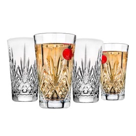 Godinger Beverage Tumbler Glasses All Purpose Highball - Dublin Collection, 12oz, SET OF 4