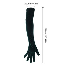 KINBOM Opera Gloves for Women, Velvet Stretchy Elbow Length Gloves Evening Party Dance Gloves Long Opera for Women (Black green)