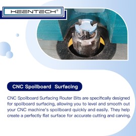 KEENTECH Router Bits, 3 Flute CNC Spoilboard Surfacing Router Bit for Surfacing, Industrial Grade Cutting Tools for Woodworking (1/2 Inch Shank x 2 Inch Diameter x 1/2 Inch Depth, KT16025008)