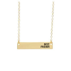 'Best Friends' Horizontal Bar Necklace, Gold Tone Engraved Pendant (Stainless Steel) Miss Fit Boutique