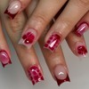 SXVME Red French Tip Press on Nails Short Medium Square,