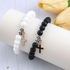 WANDIC 2 Pieces Cross Bracelet Frosted Braided Rope Elastic Christian