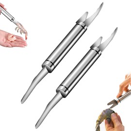 5 In 1 Multifunctional Shrimp Peeler and Deveiner Tool, 2025 New Shrimp Line Fish Maw Knife, Stainless Steel Crawfish Deveining Tool, Fish Scale Remover, Oyster Shucking Knife for Kitchen (2 pcs)
