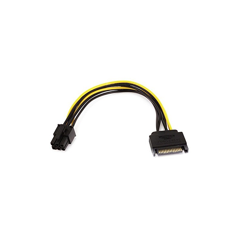Monoprice 8inch SATA 15pin to 6pin PCI Express Card Power