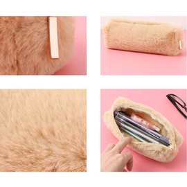 Cute Pencil Case Plush Material 5 Colours Pencil Case Cosmetic Makeup Bag with Zip for Children Boys Girls Teenagers Pencil Case