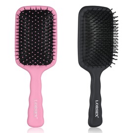 LORSEX 2 Pack Hair Brush, Large Paddle Detangle Hairbrush for Women Men and Kids, Great on Wet/Dry Hair Smoothing Massaging Detangling (Pink-Black)