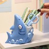 Cute Shark Resin Multifunctional Organizer: Toothbrush Holder, Makeup Brush Storage