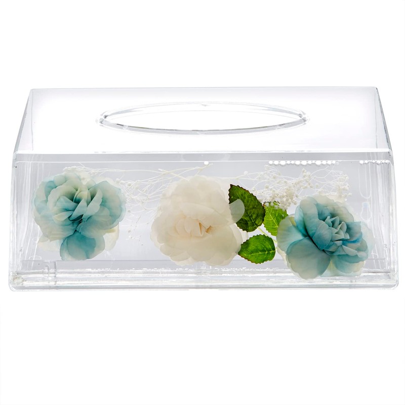 Pacific GLD 58801 Tissue Box Case, Acrylic Underwater Flowers, White