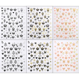 3D Butterfly Heart Nail Stickers Y2k Nails Stickers Bronzing Gold Silver Butterfly Nail Art Stickers for Nail Designs Liquid Butterfly Stickers for Nails Butterflies Nail Decals for Nail Art Supplies