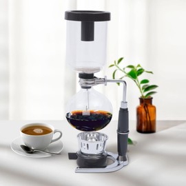 DUTTIETY Glass Siphon Coffee Maker, 360ml Tabletop Glass Siphon Pot Glass Syphon Coffee Maker 3 Cups for Coffee Shop|Bar|Home Use, Black