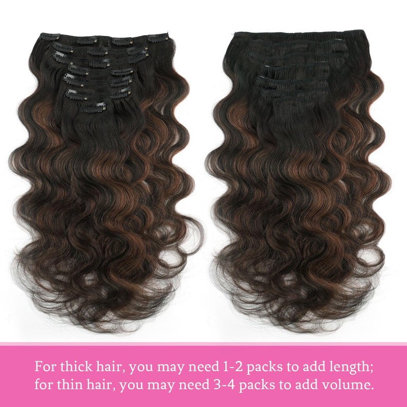 ABH AMAZINGBEAUTY HAIR Body Wave Clip in Hair Extensions Human