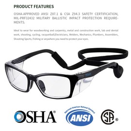 MYSANDY Anti-Fog Prescriptionable Safety Glasses with Blue Light Blocker, Adjustable & Anti-Slip Soft Rubber Arms and Nose Pads