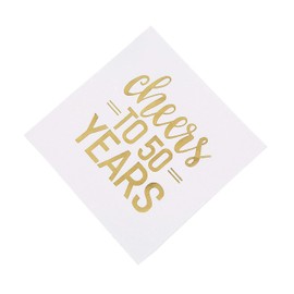 Metallic Gold Foil-Stamped 50th Anniversary Luncheon Napkins (16cm) Pack of 16 Elegant Napkins for Anniversary Celebration