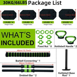 Hipicute Adjustable Dumbbell Set, 4 In 1 Adjustable Dumbbell Weights 44/66/88 Lbs Free Weight Set With Connector Used As Barbell, Kettle bells, Push Up Stand, Octagon Head