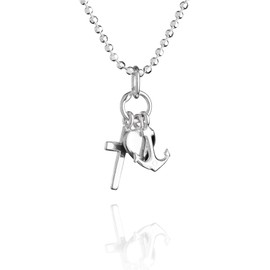 fish Children's Necklace Girls Boys Neck Silver Chain Real Silver Pendant Faith Love Hope Adjustable Gift Box Christening Gift, Silver