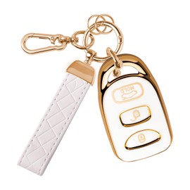 Rislobx Key Fob Cover Fit for Hyundai Elantra Sonata, Car Key Case Protector Fits Kia Forte Optima Spectra (4 Buttons White)