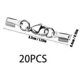 Pack of 20 Clasps for Bracelets, Silver Leather Band Chain Lobster Clasp for DIY Necklace Clip Clasp Jewellery Making Stainless Steel Chain Clasp Bracelets Jewellery Clasps