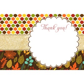 30 Blank Thank You Cards Fall Autumn Leaves Bridal Baby Shower Sprinkle Birthday Party + 30 White Envelopes