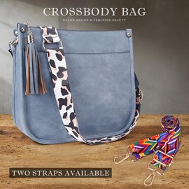 4053 Women's Elegant Crossbody Bag For Women Leather Hobo Handbag Wallet Set With 2count Adjustable Guitar Leopard Strap hkclufbag crossbody purses 2025:_Purple