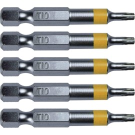 T10 (T-10) Torx/Star Driver Bit - Color Coded T10 X 2" Torx/Star Drive Quick Change Shank Bit for Screws and Fasteners Requiring T10 (T-10) Size Bits (5 PACK)