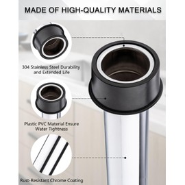 Phivan Bar Sink Overflow Pipe 12.25 Inch Stainless Steel Bar Sink Stopper Bathroom Sink Drain Pipe 3 Compartment Sink Stopper Pipe Overflow Suitable for 1.75 Inch Drains