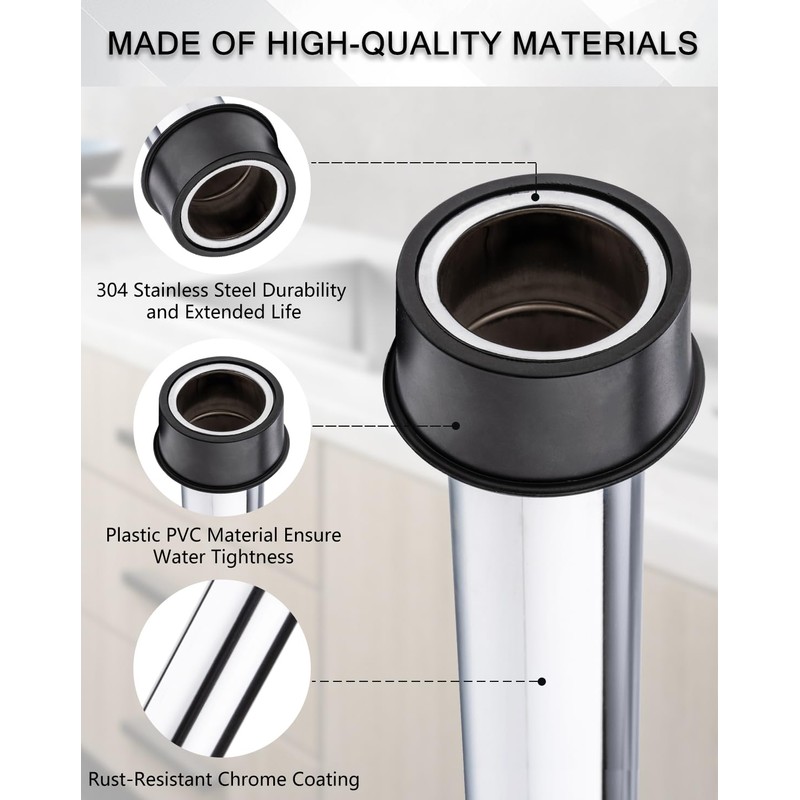 Phivan Bar Sink Overflow Pipe 12.25 Inch Stainless Steel Bar