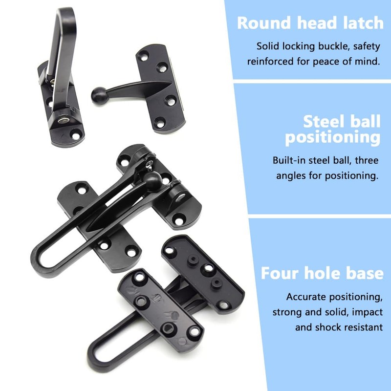 Ruidee 2Pcs Swing Bar Lock Front Door Locks Alloy Automatic
