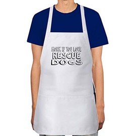 Makoroni - HONK IF YOU LOVE RESCUE DOGS Apron Adjustable Kitchen Chef Apron with 2 Pockets Cooking Baking, DesI24