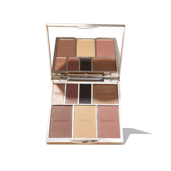 Bare Basics Face & Eye Palette from Sculpted by Aimee - Travel-Friendly, Nude Look Eyeshadow, Highlight, Bronzer, Blush & Setting Powder (Nude 02)